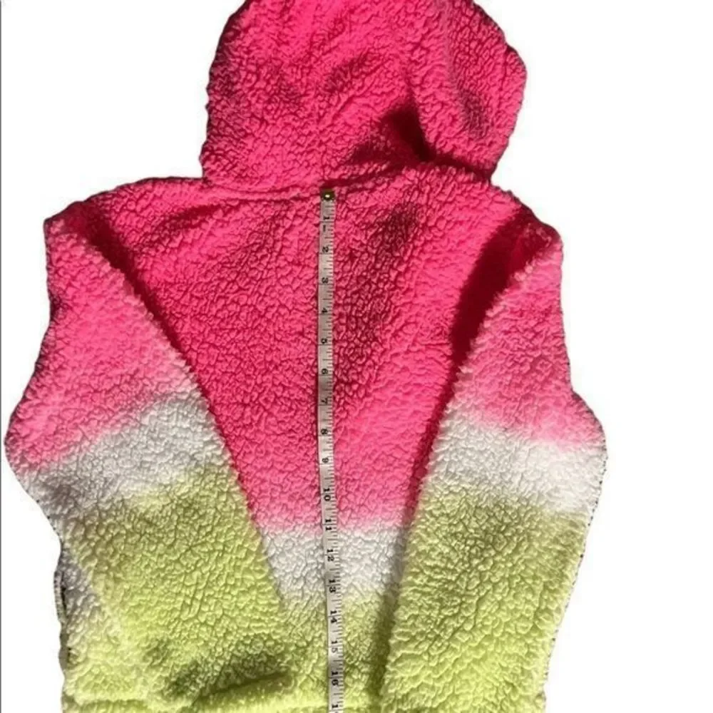 Justice 1/2 zip‎ fuzzy pullover hooded sweatshirt size small 7/8